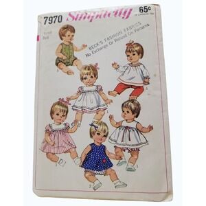 Vintage Simplicity 7970 Baby Doll Clothes Sewing Pattern 1968 Cut Complete